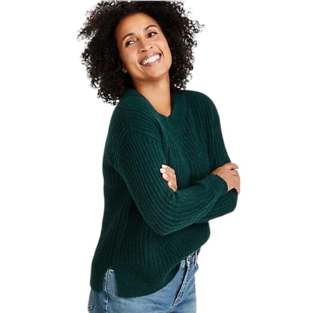 Style & Co. NWT Chunky-Knit Crewneck Sweater in Evergreen Size Large NEW